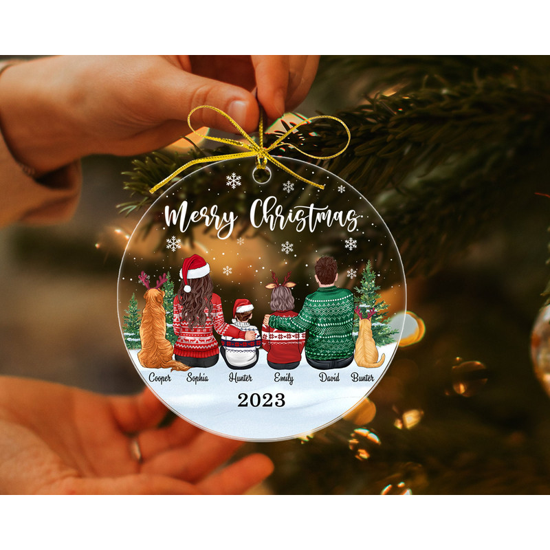 Personalized Family and Pet Ornament, Custom Family Christmas Ornament with Pets, Xmas Family Keepsake Ornament, Christmas Decor, Noel Decor - 8.jpg