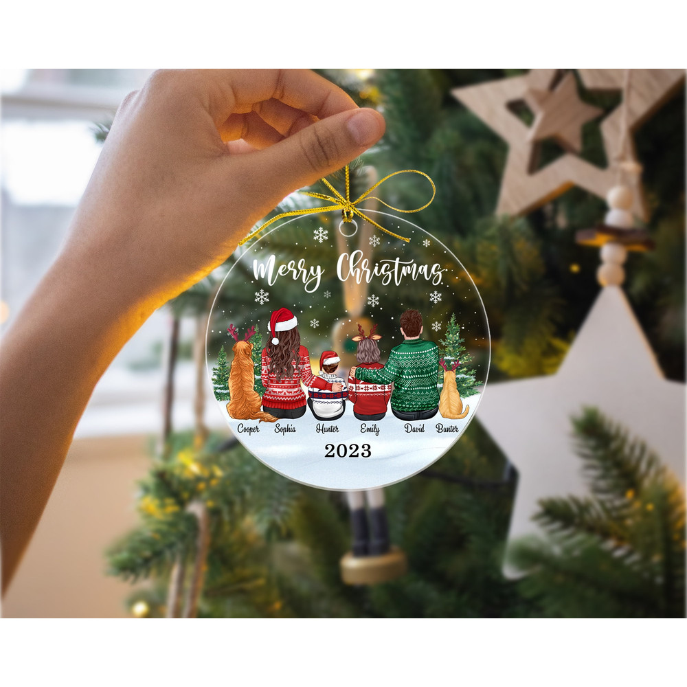 Personalized Family and Pet Ornament, Custom Family Christmas Ornament with Pets, Xmas Family Keepsake Ornament, Christmas Decor, Noel Decor - 9.jpg