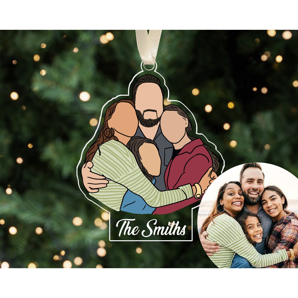 Personalized Family Christmas Ornament, Custom Family Portrait Ornament, Christmas 2023 Decoration, Family Christmas Gifts, Family Keepsake - 1.jpg