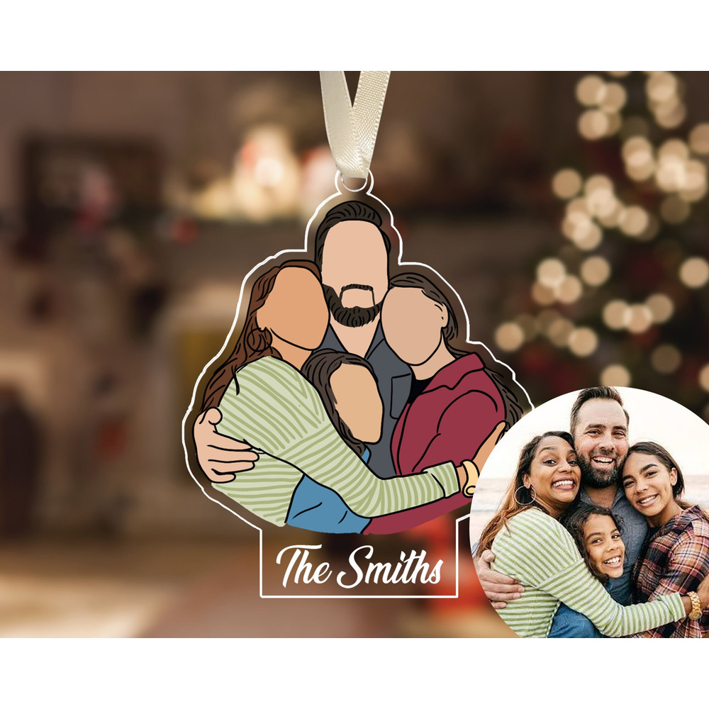 Personalized Family Christmas Ornament, Custom Family Portrait Ornament, Christmas 2023 Decoration, Family Christmas Gifts, Family Keepsake - 3.jpg