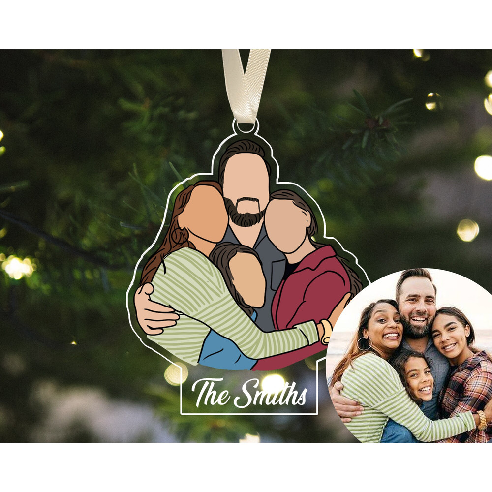Personalized Family Christmas Ornament, Custom Family Portrait Ornament, Christmas 2023 Decoration, Family Christmas Gifts, Family Keepsake - 4.jpg