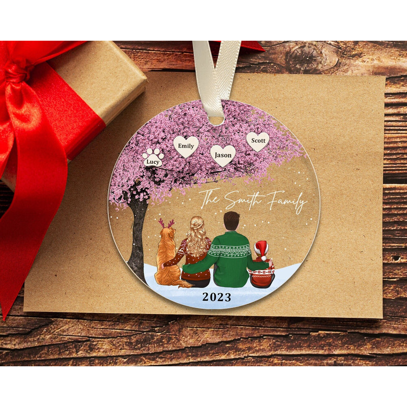 Personalized Family Christmas Ornament, Family Tree Ornament, 2023 Family and Pet Ornament, Family Keepsake Ornament, Family Xmas Gifts - 1.jpg