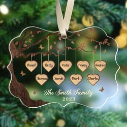personalized family christmas ornament, family tree ornament, 2023 family ornament with names