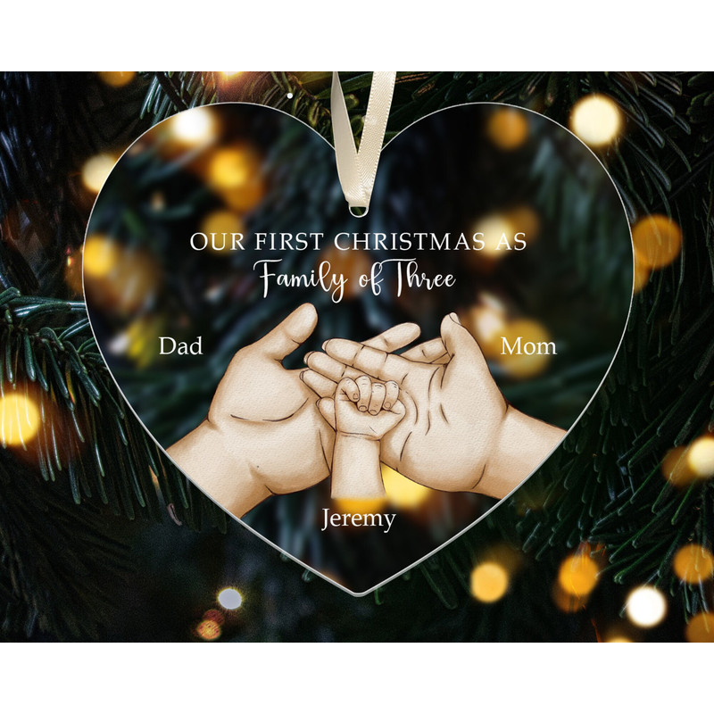 Personalized Family of Three Ornament, New Family Christmas Ornament, Baby First Christmas Ornament, 2023 Family Ornament, Family Xmas Gift - 5.jpg