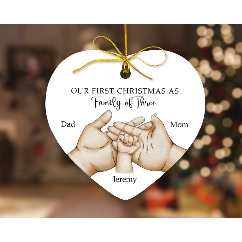 Personalized Family of Three Ornament, New Family Christmas Ornament, Baby First Christmas Ornament, 2023 Family Ornament, Family Xmas Gift - 6.jpg