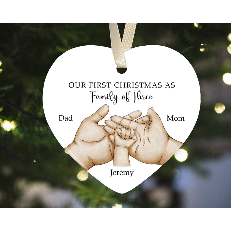 Personalized Family of Three Ornament, New Family Christmas Ornament, Baby First Christmas Ornament, 2023 Family Ornament, Family Xmas Gift - 7.jpg
