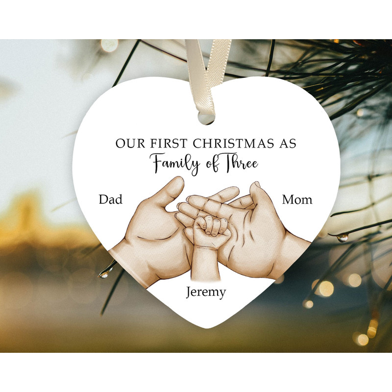 Personalized Family of Three Ornament, New Family Christmas Ornament, Baby First Christmas Ornament, 2023 Family Ornament, Family Xmas Gift - 8.jpg