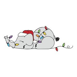 sleeping christmas lights elephant christmas svg, christmas svg files, logo christmas svg, instant download