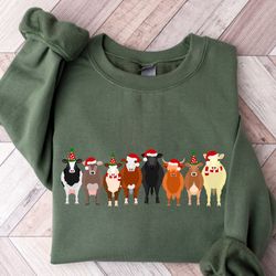 Christmas Cow Sweatshirt, Cow Sweatshirt, Women Cow Sweatshirt, Love Cows, Animal Sweatshirt, Funny Farmer Farm Hoodie,