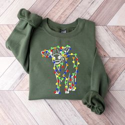 Christmas Cow, Cow Lights, Women's Sweatshirt, Christmas Pullover, Women's Christmas Sweatshirt, Country Christmas, Swea