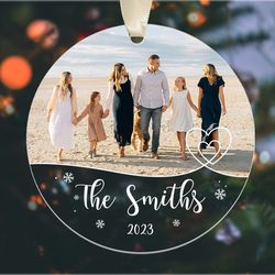personalized family ornament, custom family christmas ornament with photo, xmas family keepsake ornament