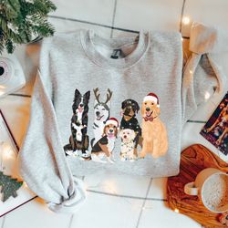 Christmas Dog Sweatshirt, Christmas Crewneck Sweatshirt, Christmas Shirts, Dog Lover Gift, Candy Cane, Christmas Sweater