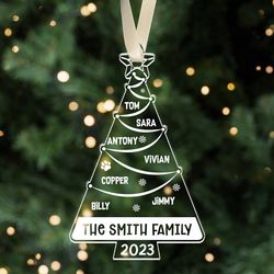 personalized family ornament, custom family tree ornament with names, christmas tree decoration