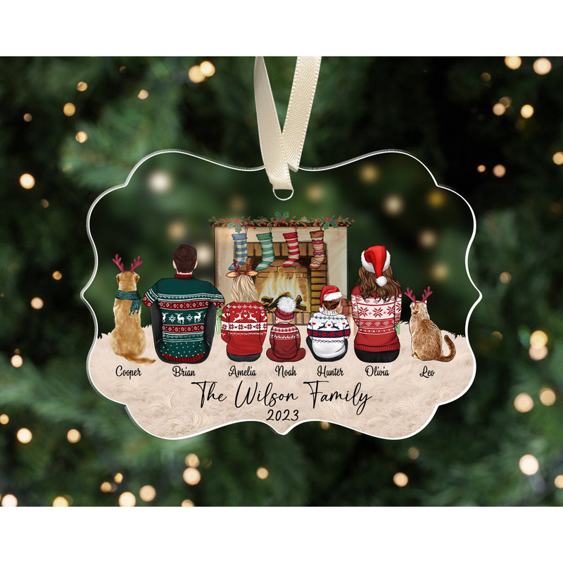 Personalized Family Ornament, Family Christmas 2023 Ornament, Custom Family with Pets Ornament, Xmas Family Keepsake Gifts, Christmas Decor - 1.jpg