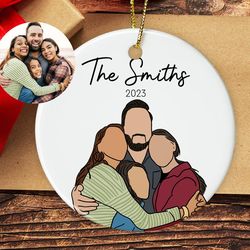 Personalized Family Outline Ornament with Photo, Custom Photo Ornament with Outline, Christmas 2023 Ornament