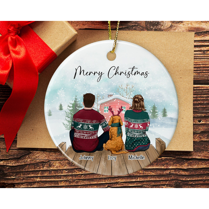 Personalized Family with Pet Christmas Ornament, Custom Dog Cat Christmas Ornament, Family Keepsake Christmas Gift, Family Christmas Decor - 1.jpg