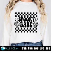 spooky babe svg, spooky babe png, retro spooky babe, checkered spooky babe, retro halloween, halloween shirt svg
