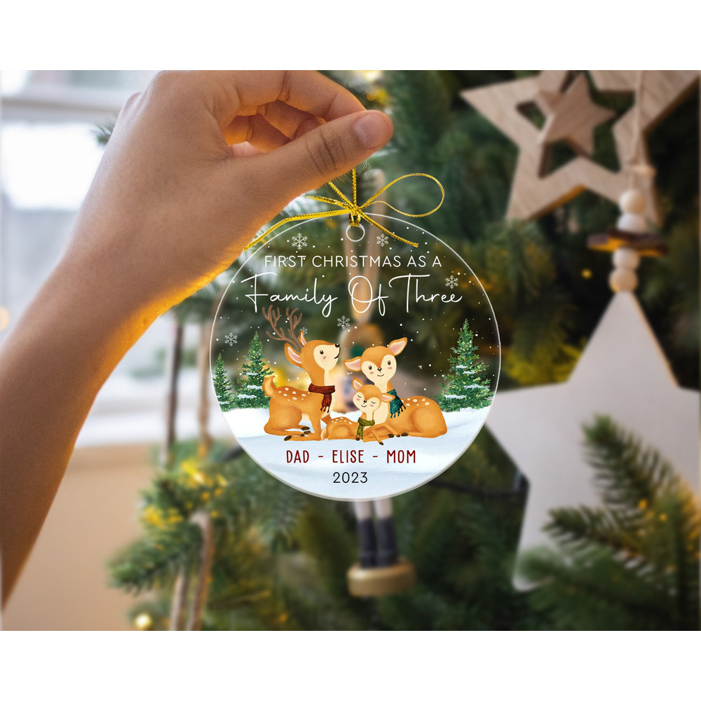 Personalized First Christmas As A Family of Three Ornament, New Baby Christmas Ornament 2023, Custom Family Christmas Ornament, Xmas Decor - 4.jpg