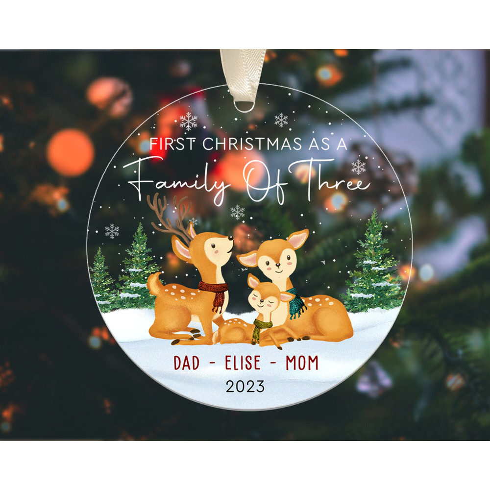 Personalized First Christmas As A Family of Three Ornament, New Baby Christmas Ornament 2023, Custom Family Christmas Ornament, Xmas Decor - 5.jpg