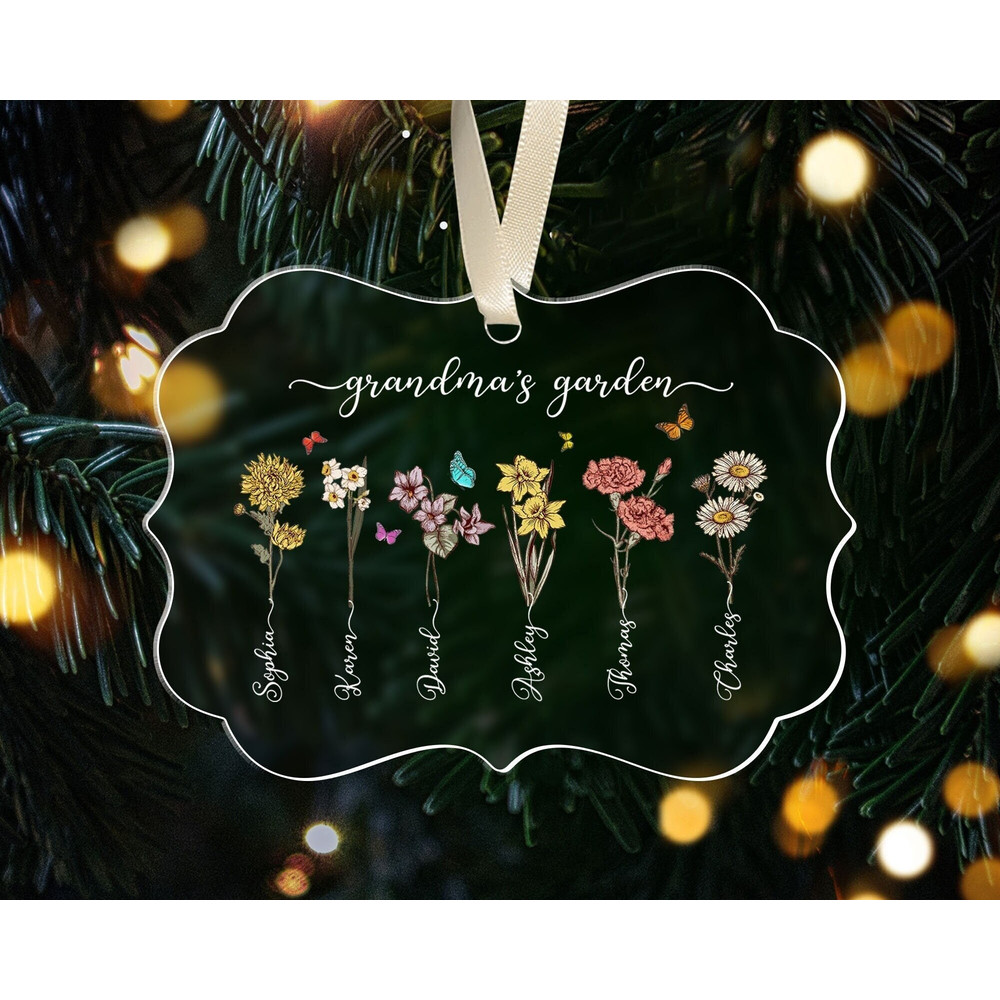 Personalized Grandma's Garden Ornament with Kids Name, Birth Month Flower Ornament, Christmas Gifts for Grandma, Nana Christmas Gifts Decor - 1.jpg