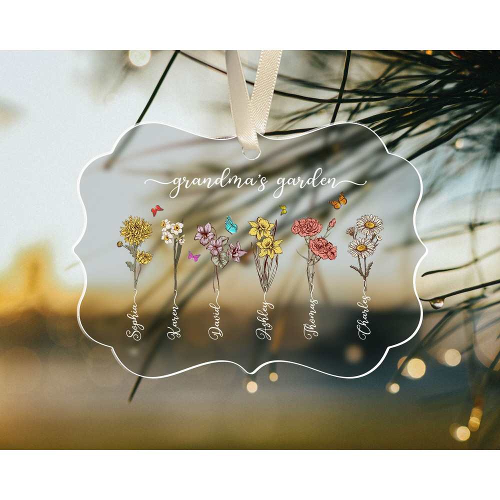 Personalized Grandma's Garden Ornament with Kids Name, Birth Month Flower Ornament, Christmas Gifts for Grandma, Nana Christmas Gifts Decor - 3.jpg