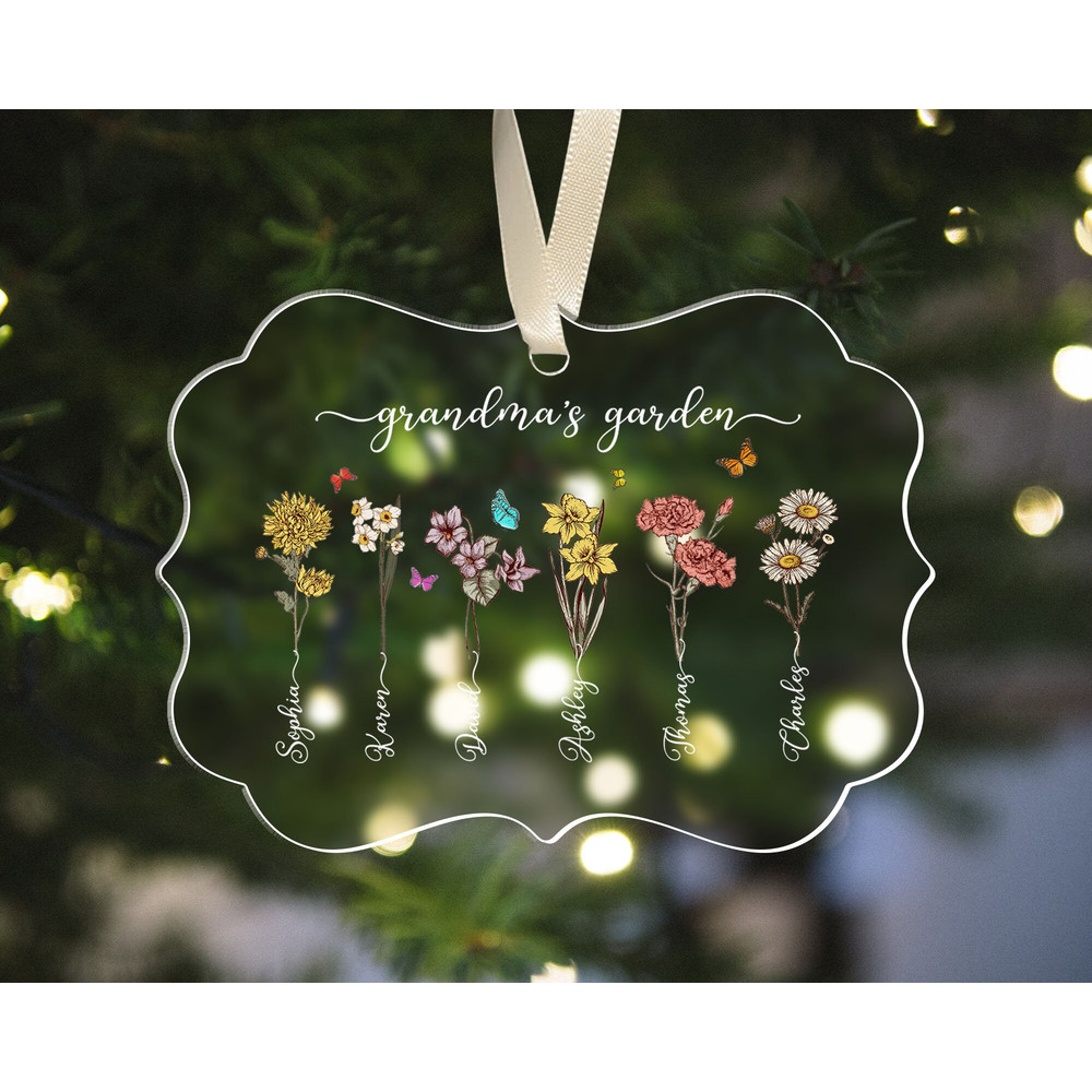 Personalized Grandma's Garden Ornament with Kids Name, Birth Month Flower Ornament, Christmas Gifts for Grandma, Nana Christmas Gifts Decor - 4.jpg