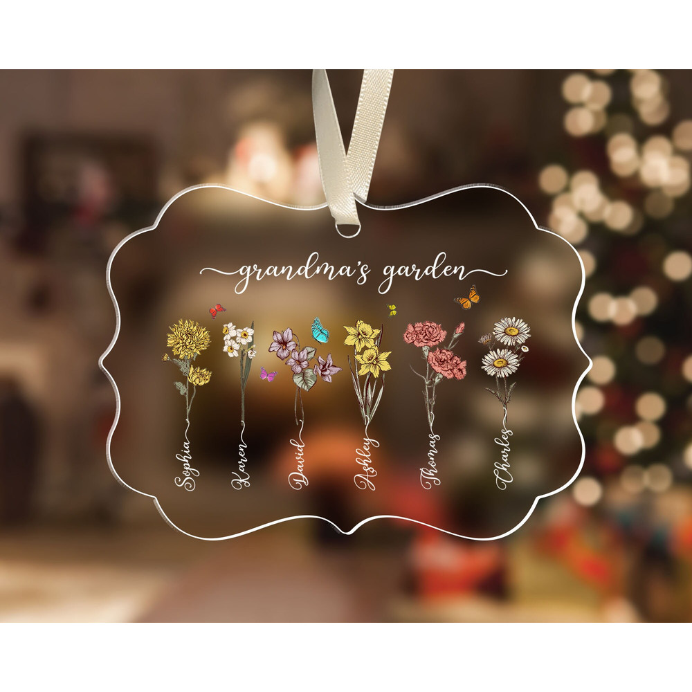 Personalized Grandma's Garden Ornament with Kids Name, Birth Month Flower Ornament, Christmas Gifts for Grandma, Nana Christmas Gifts Decor - 5.jpg
