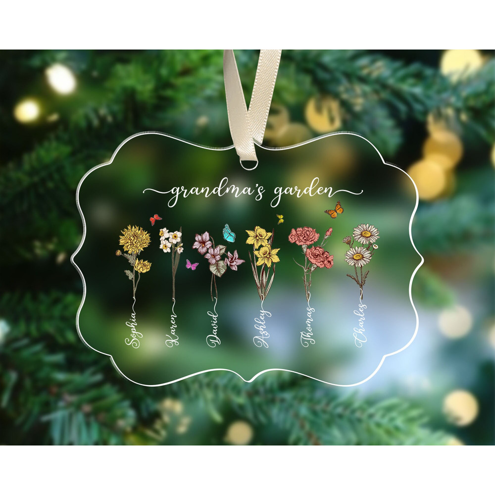 Personalized Grandma's Garden Ornament with Kids Name, Birth Month Flower Ornament, Christmas Gifts for Grandma, Nana Christmas Gifts Decor - 6.jpg