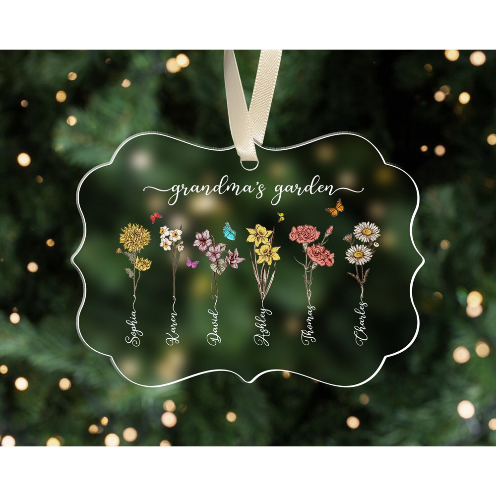 Personalized Grandma's Garden Ornament with Kids Name, Birth Month Flower Ornament, Christmas Gifts for Grandma, Nana Christmas Gifts Decor - 7.jpg