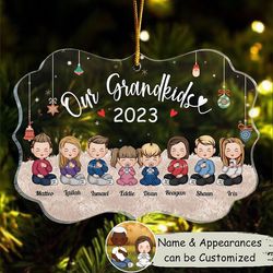 christmas gift for grandma grandpa, my grandkids personalized round acrylic ornament, custom grandkids
