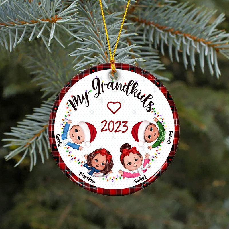 Christmas Gift For Grandma Grandpa - My Grandkids Personalized Round Acrylic Ornament, Custom Grandkids, Gift For Mom Dad, Christmas Decor - 1.jpg