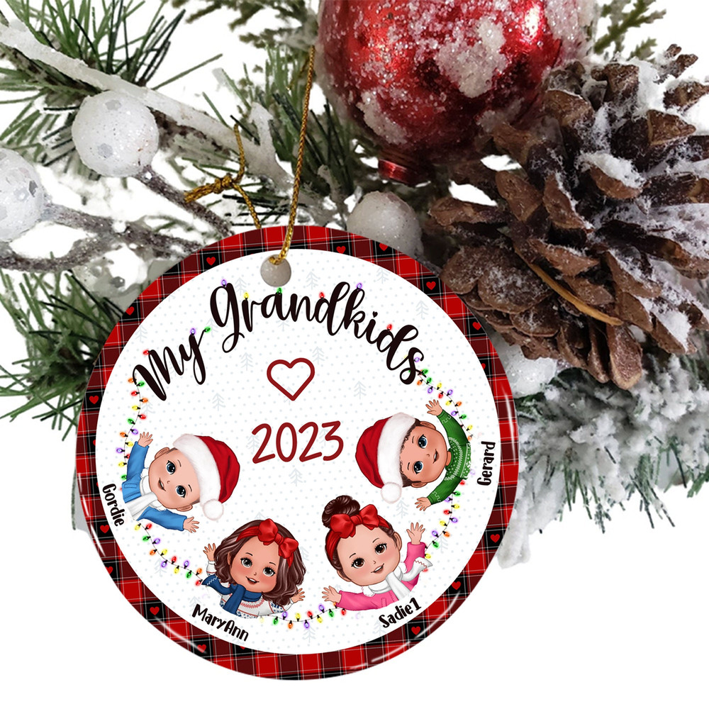 Christmas Gift For Grandma Grandpa - My Grandkids Personalized Round Acrylic Ornament, Custom Grandkids, Gift For Mom Dad, Christmas Decor - 2.jpg