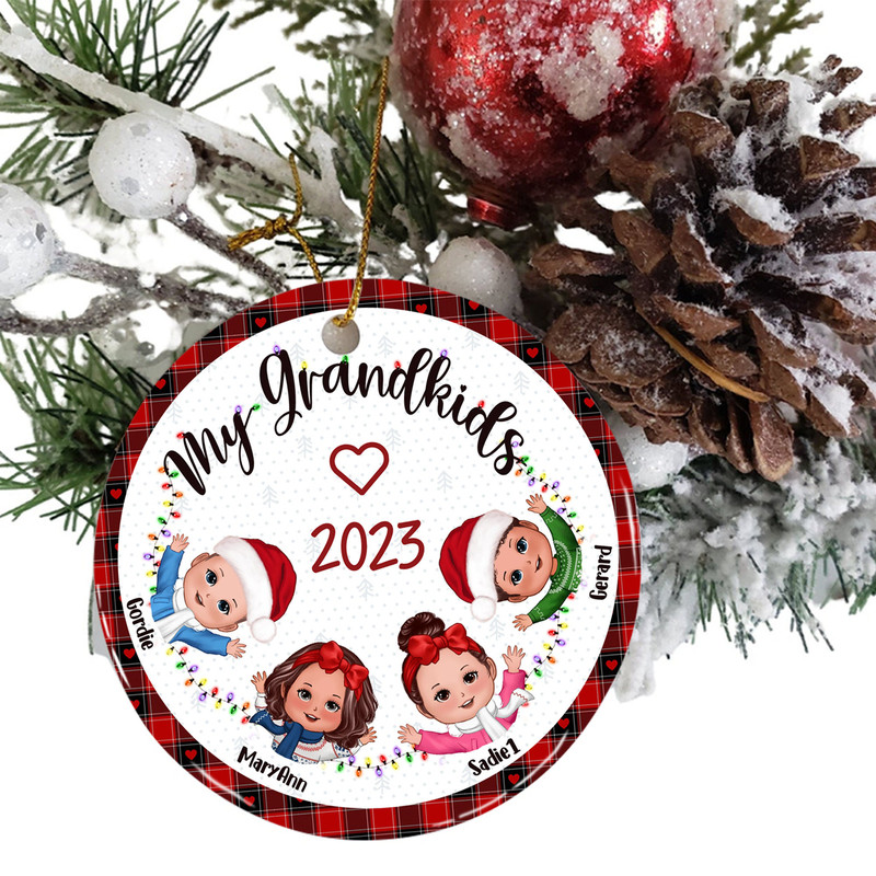 Christmas Gift For Grandma Grandpa - My Grandkids Personalized Round Acrylic Ornament, Custom Grandkids, Gift For Mom Dad, Christmas Decor - 2.jpg
