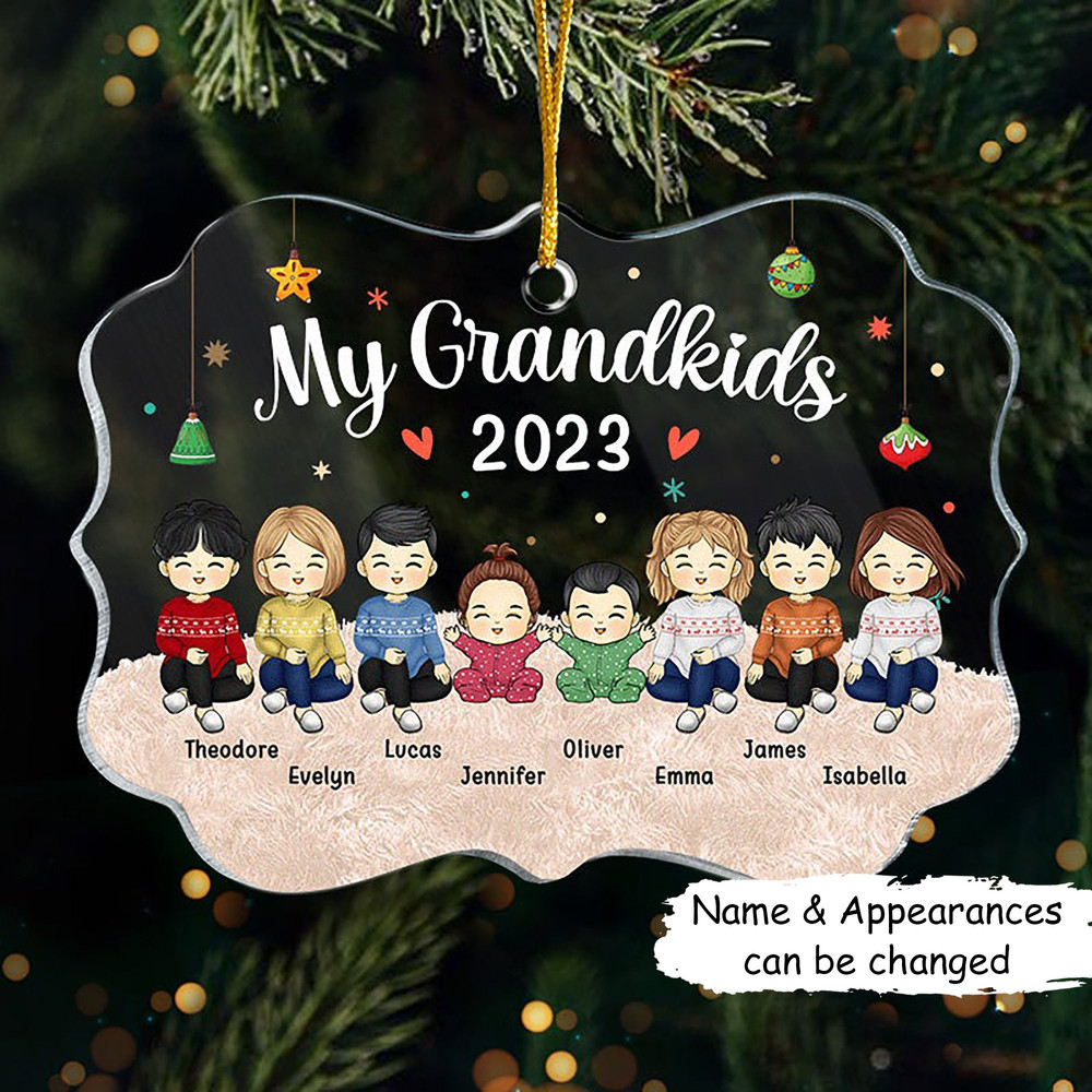 Christmas Gift For Grandma Grandpa - My Grandkids Personalized Round Acrylic Ornament, Custom Grandkids, Gift For Mom Dad, Christmas Decor - 1.jpg