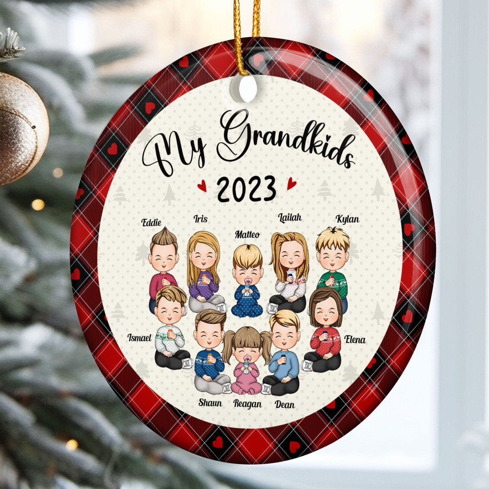 Christmas Gift For Grandma Grandpa - My Grandkids Personalized Round Acrylic Ornament, Custom Grandkids, Gift For Mom Dad, Christmas Decor - 2.jpg