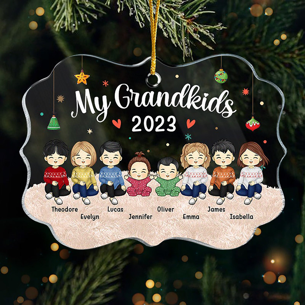 Christmas Gift For Grandma Grandpa - My Grandkids Personalized Round Acrylic Ornament, Custom Grandkids, Gift For Mom Dad, Christmas Decor - 6.jpg