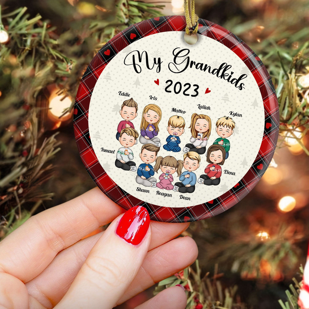 Christmas Gift For Grandma Grandpa - My Grandkids Personalized Round Acrylic Ornament, Custom Grandkids, Gift For Mom Dad, Christmas Decor - 6.jpg