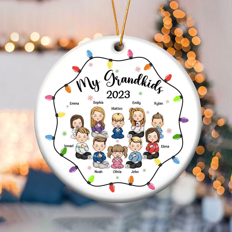 Christmas Gift For Grandma Grandpa - My Grandkids Personalized Round Acrylic Ornament, Custom Grandkids, Gift For Mom Dad, Christmas Decor - 1.jpg