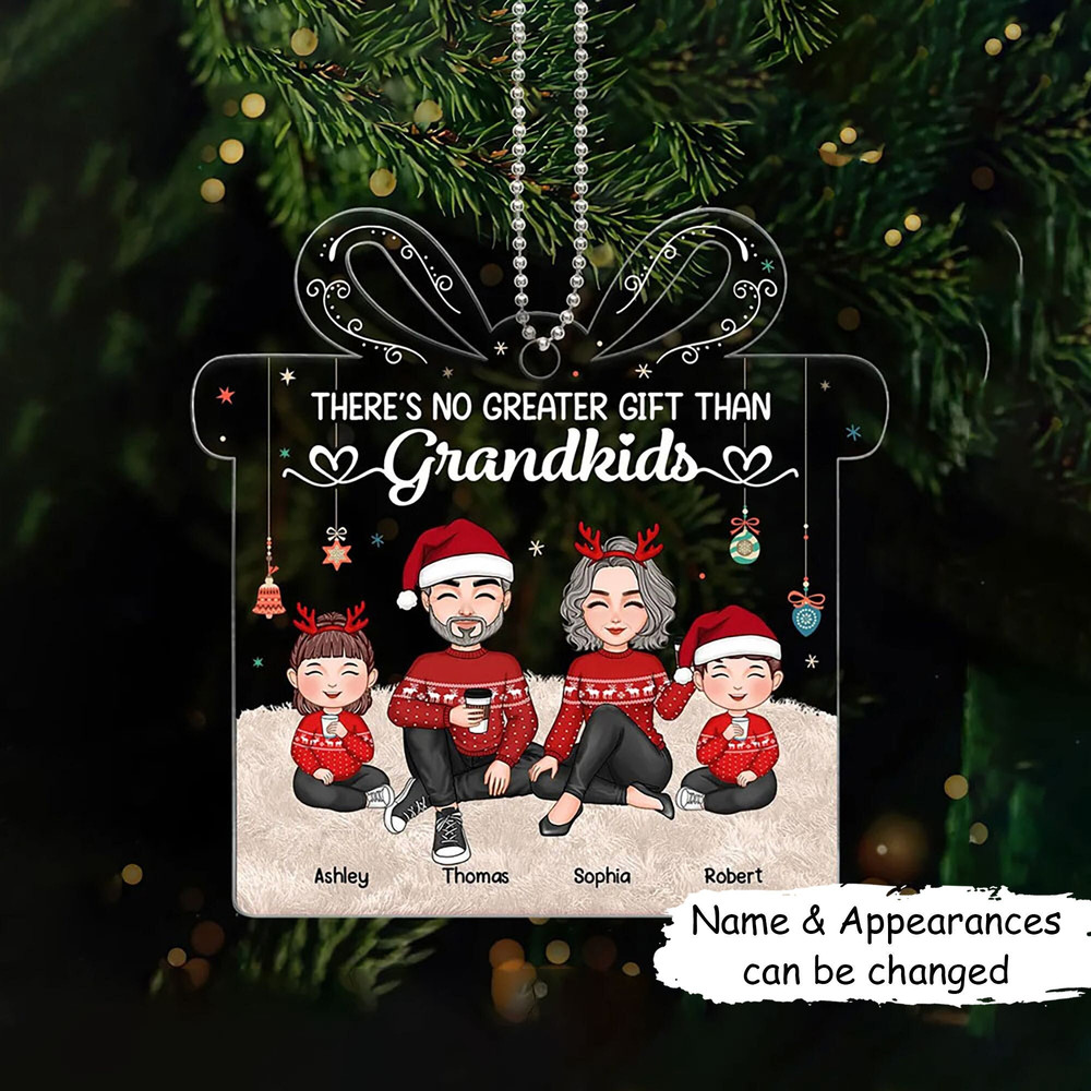 Christmas Gift For Grandma Grandpa - My Grandkids Personalized Round Acrylic Ornament, Custom Grandkids, Gift For Mom Dad, Christmas Decor - 1.jpg