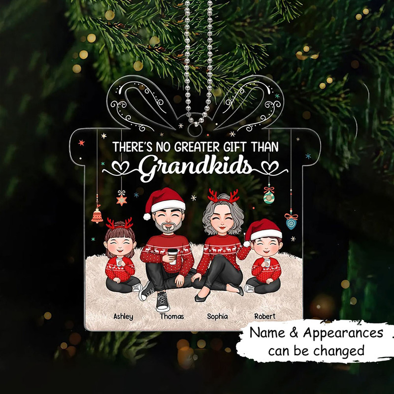 Christmas Gift For Grandma Grandpa - My Grandkids Personalized Round Acrylic Ornament, Custom Grandkids, Gift For Mom Dad, Christmas Decor - 1.jpg
