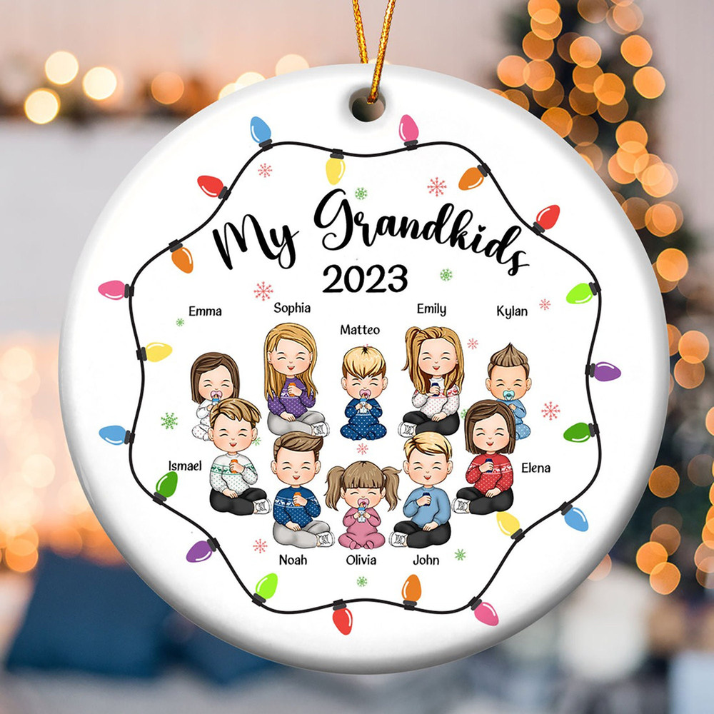 Christmas Gift For Grandma Grandpa - My Grandkids Personalized Round Acrylic Ornament, Custom Grandkids, Gift For Mom Dad, Christmas Decor - 6.jpg