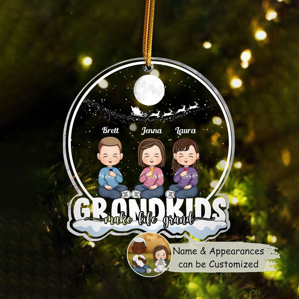 Christmas Gift For Grandma Grandpa - My Grandkids Personalized Round Acrylic Ornament, Custom Grandkids, Gift For Mom Dad, Christmas Decor - 1.jpg