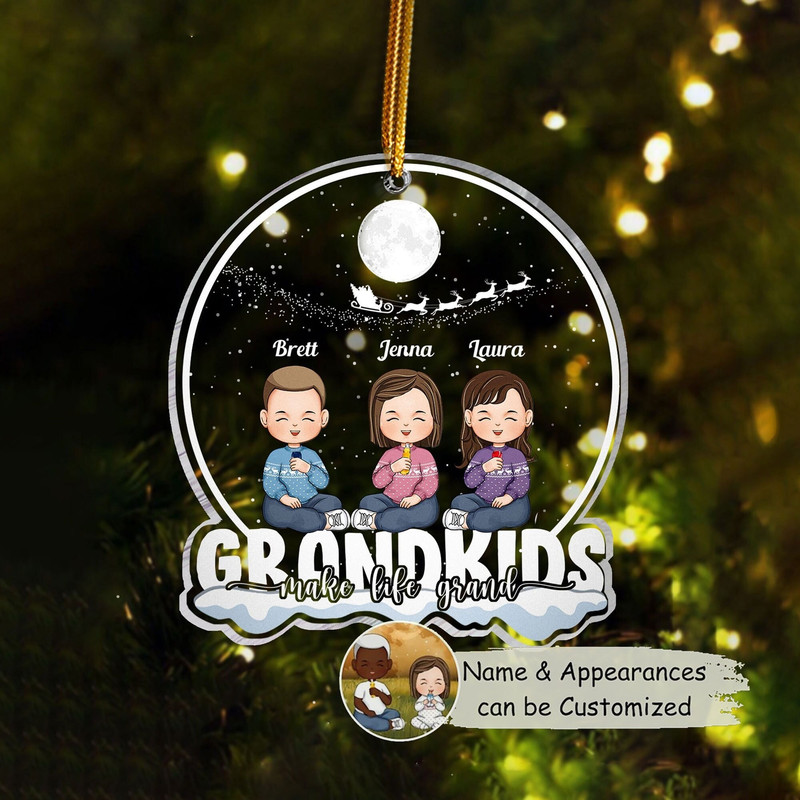 Christmas Gift For Grandma Grandpa - My Grandkids Personalized Round Acrylic Ornament, Custom Grandkids, Gift For Mom Dad, Christmas Decor - 1.jpg