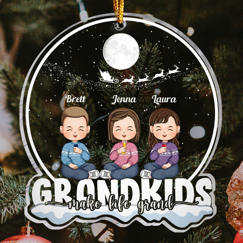 Christmas Gift For Grandma Grandpa - My Grandkids Personalized Round Acrylic Ornament, Custom Grandkids, Gift For Mom Dad, Christmas Decor - 2.jpg