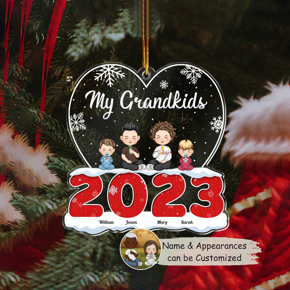 Christmas Gift For Grandma Grandpa - My Grandkids Personalized Round Acrylic Ornament, Custom Grandkids, Gift For Mom Dad, Christmas Decor - 1.jpg