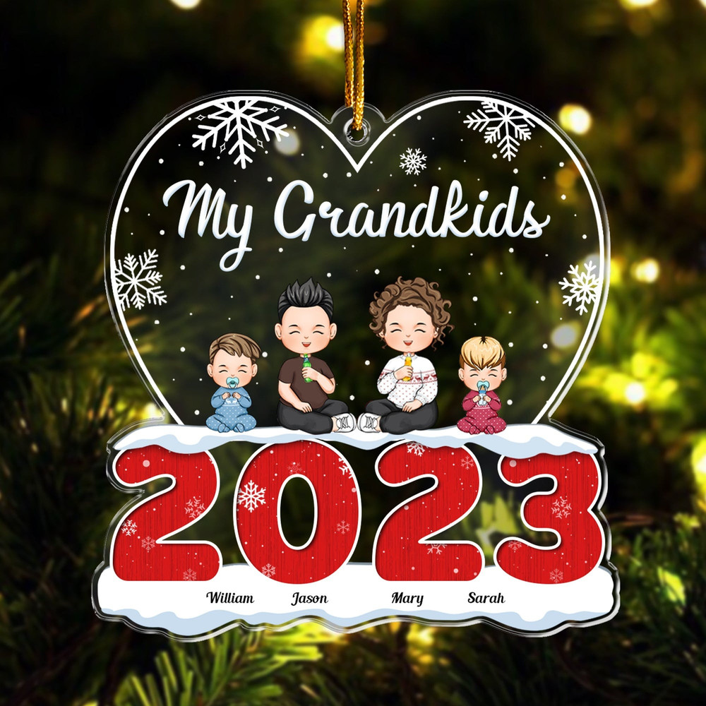 Christmas Gift For Grandma Grandpa - My Grandkids Personalized Round Acrylic Ornament, Custom Grandkids, Gift For Mom Dad, Christmas Decor - 2.jpg