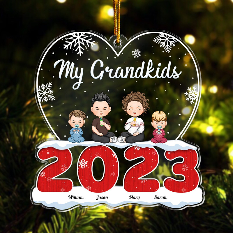 Christmas Gift For Grandma Grandpa - My Grandkids Personalized Round Acrylic Ornament, Custom Grandkids, Gift For Mom Dad, Christmas Decor - 2.jpg