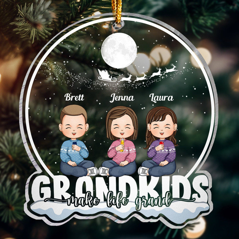 Christmas Gift For Grandma Grandpa - My Grandkids Personalized Round Acrylic Ornament, Custom Grandkids, Gift For Mom Dad, Christmas Decor - 6.jpg