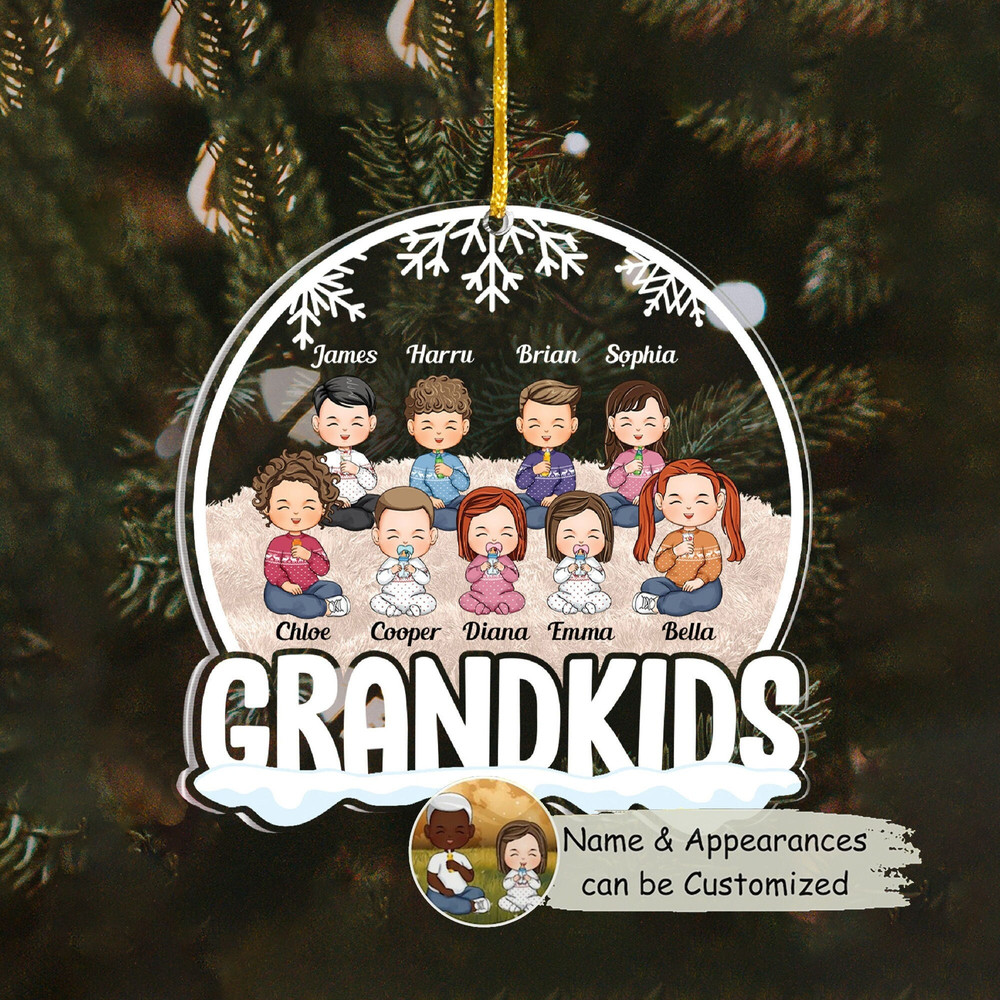 Christmas Gift For Grandma Grandpa - My Grandkids Personalized Round Acrylic Ornament, Custom Grandkids, Gift For Mom Dad, Christmas Decor - 1.jpg
