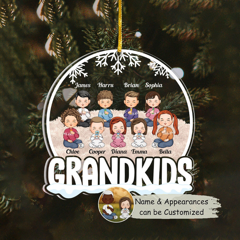 Christmas Gift For Grandma Grandpa - My Grandkids Personalized Round Acrylic Ornament, Custom Grandkids, Gift For Mom Dad, Christmas Decor - 1.jpg